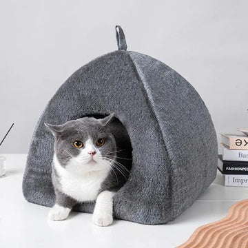 Foldable Cat Plush Cave Bed