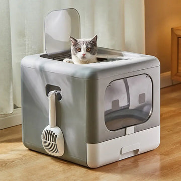 Enclosed Foldable Cat Litter Box